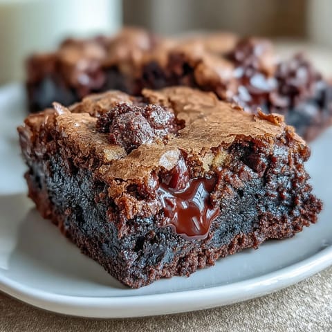 Hojicha Brookies cut into neat squares, revealing rich, dark crumb layers and a sprinkle of coarse sea salt.