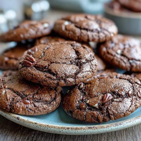 Warm, fudgy Hojicha Brownie Cookies featuring roasted green tea notes, paired with a cup of milk for dipping.