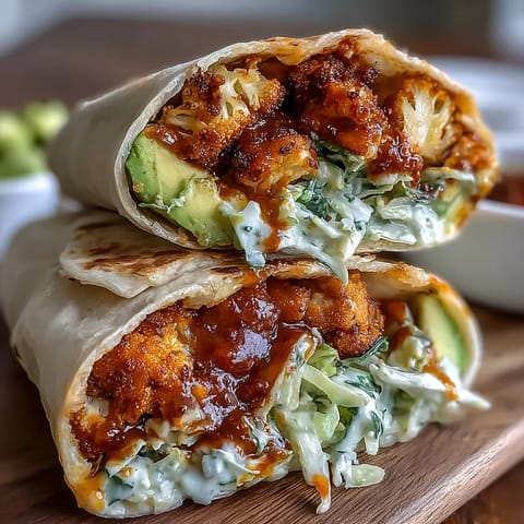 Vegan Buffalo Cauliflower Wraps