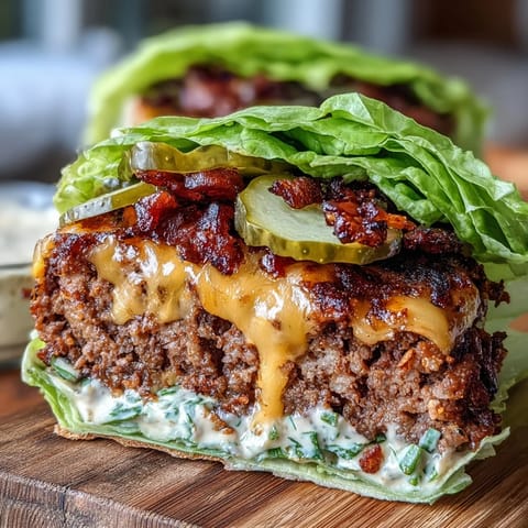 Low-carb cheeseburger lettuce wraps loaded with melted cheddar, fresh veggies, and a rich, sugar-free secret sauce for a satisfying keto-friendly meal.  