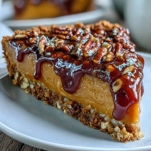 2. Silky candied yams filling nestled in a crisp pecan crust, topped with caramelized nuts.  