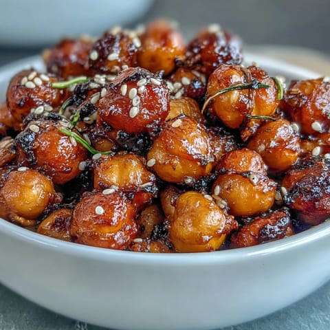 Spicy roasted chickpeas with bold chili-garlic flavor, paired with fluffy jasmine rice for a satisfying plant-based meal.  