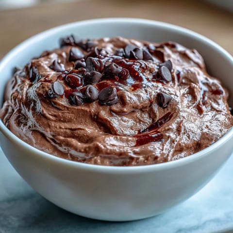 Cottage Cheese Brownie Batter Dip with fresh fruit dippers for a healthy, protein-packed dessert.  