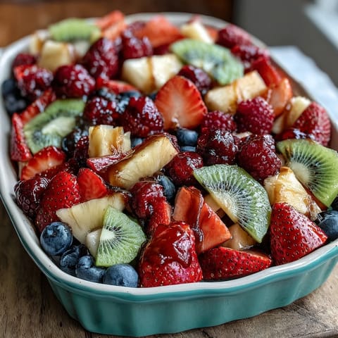 A vibrant baby shower fruit platter arranged in a blooming floral pattern, served with creamy honey-yogurt dip.
