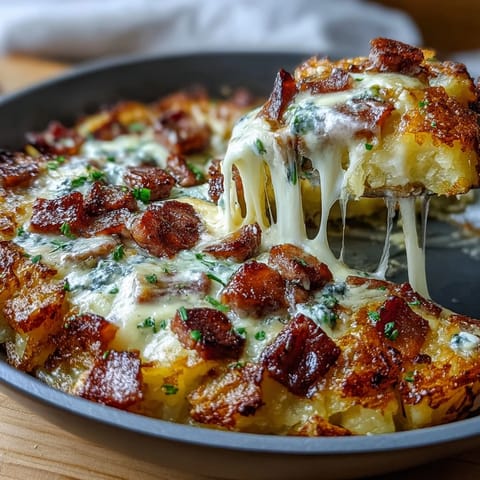 Hearty Amish breakfast casserole loaded with crispy hash browns, savory sausage, fluffy eggs, and melted cheese, perfect for feeding a hungry crowd.