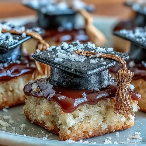 Buttery, golden Graduation Cookies shaped like diplomas and caps await celebratory enjoyment.