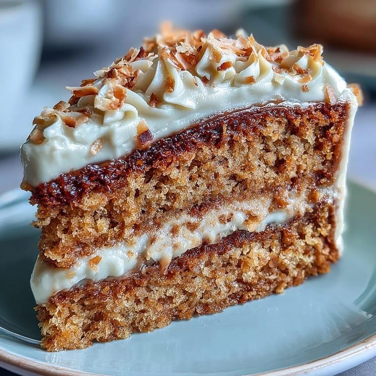 A slice of Vegan Hojicha Latte Cake reveals a moist, tender crumb infused with roasted tea flavor, perfect for a cozy dessert.