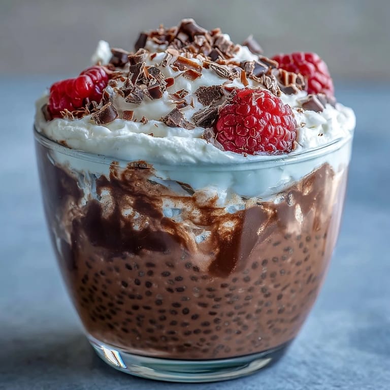 Decadent vegan chocolate chia pudding parfait featuring coconut whip and vibrant fresh fruit for a healthy treat.