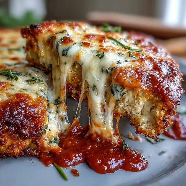 Crispy almond-Parmesan coated chicken breasts baked and topped with sugar-free marinara and gooey mozzarella cheese for a keto-friendly meal.  