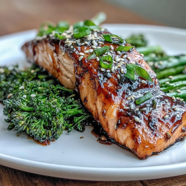 Succulent salmon glazed in sweet and savory honey soy sauce, paired with crisp sesame broccoli for a colorful, nutrient-packed main course.