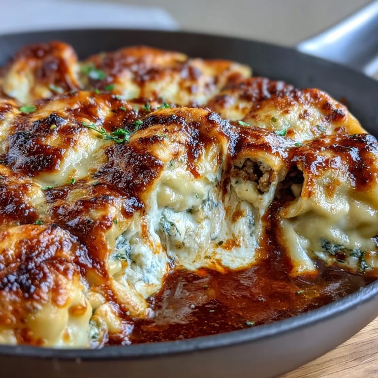 Savory ground turkey and tender cabbage layered with dumpling wrappers, ricotta, and mozzarella in a comforting skillet meal.
