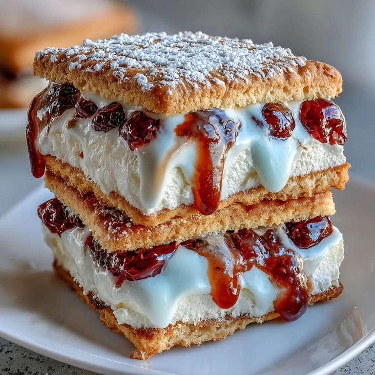 Homemade clotted cream shortbread cookies paired with vibrant raspberry filling, ideal for British-inspired teatime indulgence.