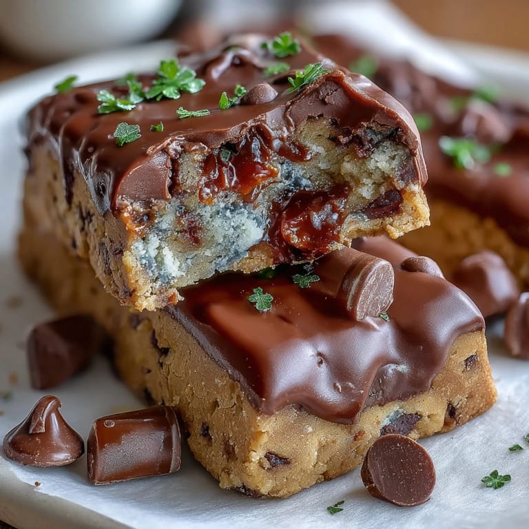 Chewy St. Patrick's Day cookie bars packed with chocolate chips and festive green candies.
