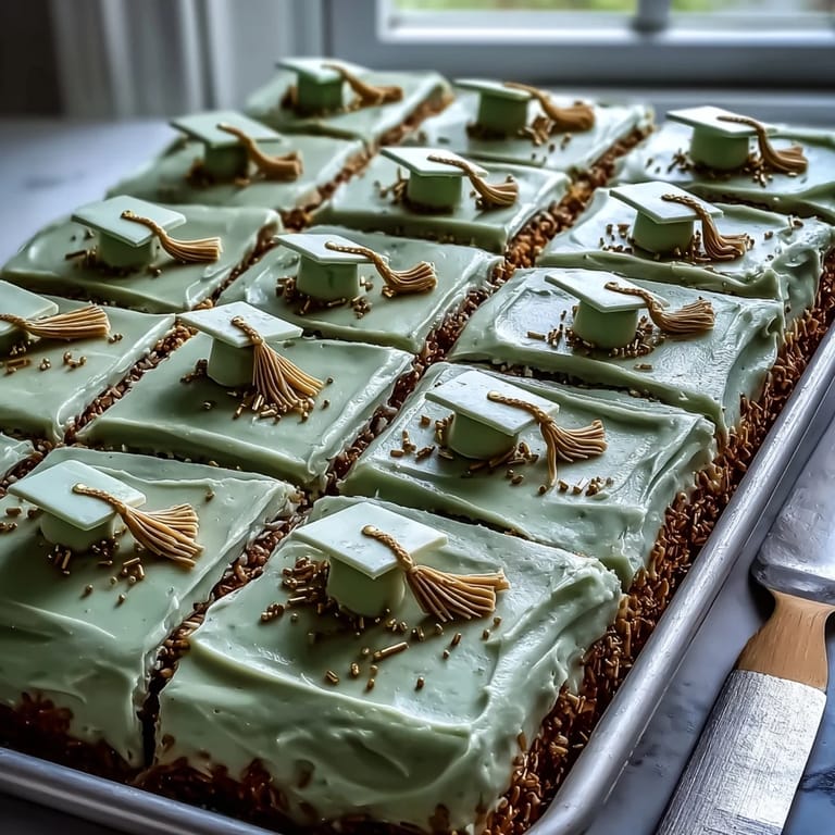 Savor a moist vanilla Graduation Sheet Cake frosted with stunning sage green and gold.