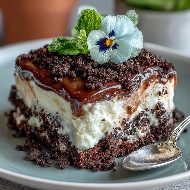 Whimsical Mother's Day Flower Pot Brownies with Oreo Dirt looking like a tiny garden.
