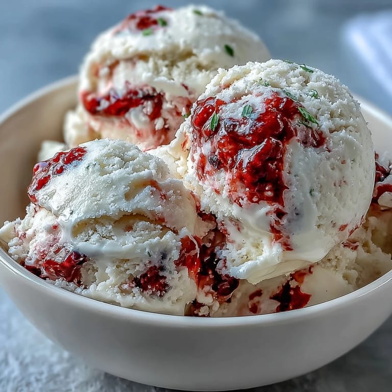 Viral healthy dessert: scoops of TikTok Cottage Cheese Ice Cream topped with berries.