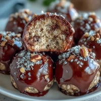 High-protein cookie dough bites made with oats, almond butter, and chocolate chips for a healthy no-bake treat.